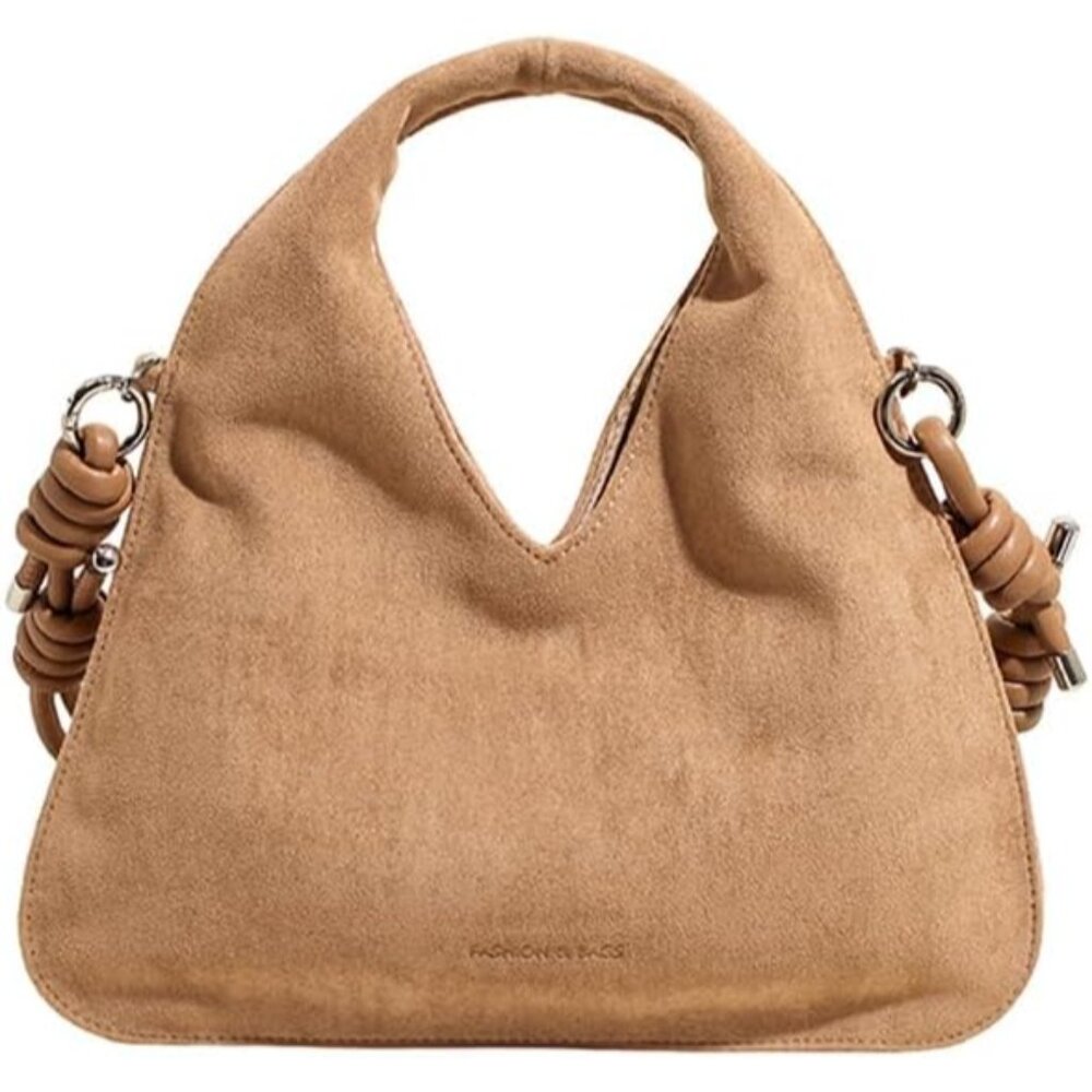 Chic Khaki Faux Suede Small Crossbody Bag for Women Travel Work - Picture 1 of 6